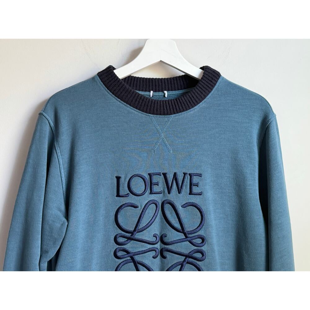 Loewe Anagram Embroidered Cotton Jersey  Sweatshirt Duck Blue Women's Medium - Picture 3 of 7
